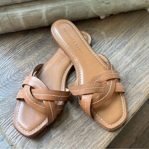 Veronica Beard Maili Vachetta Stitch Slide Sandal